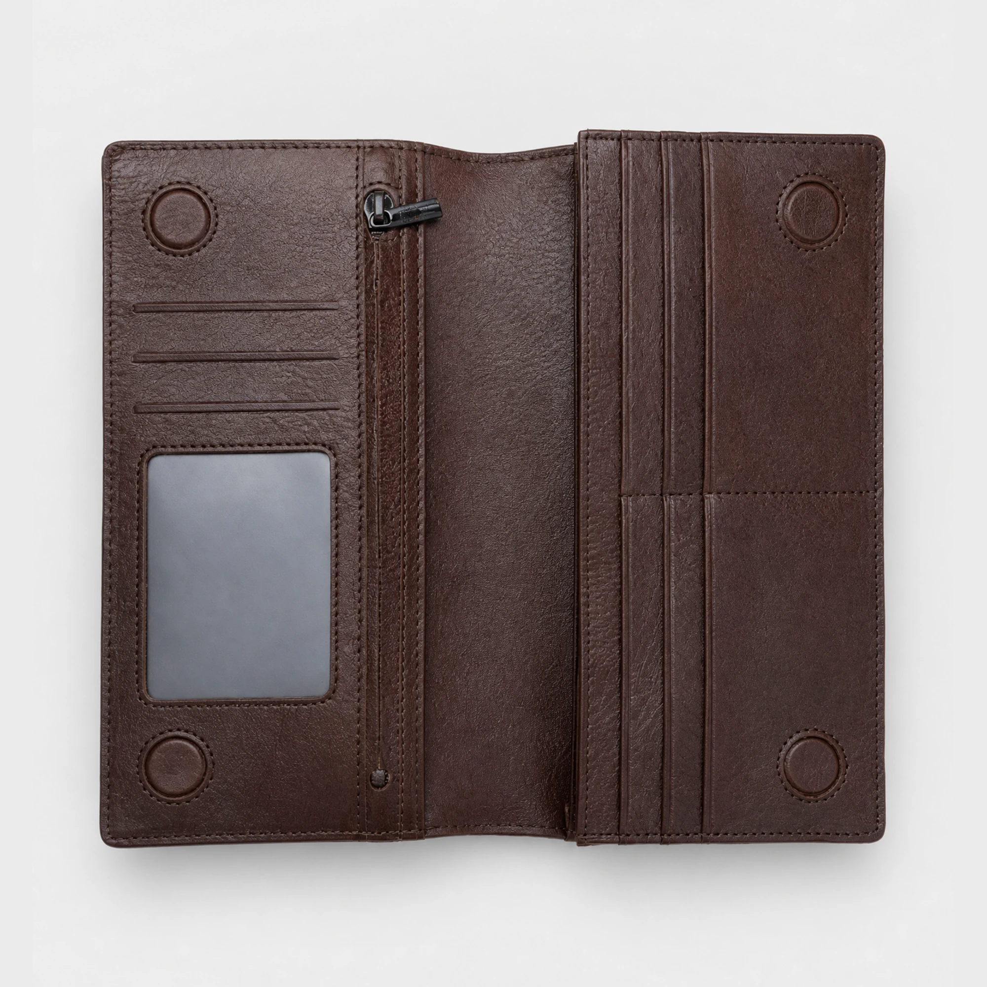 Vantra Z Long Dual Chamber Leather Wallet Chocolate - DWVZ701C